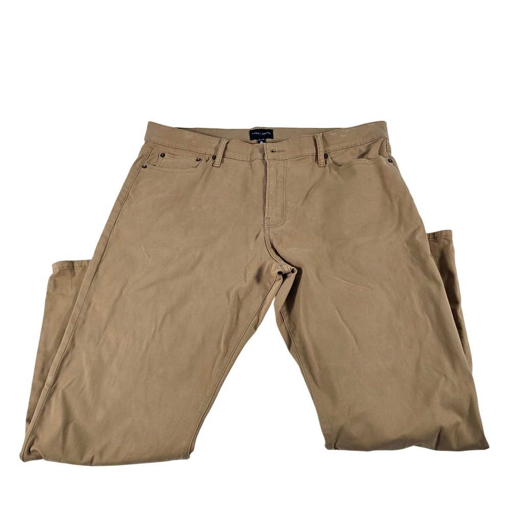 Lucky Brand 363 Vintage Straight Tan Khaki Pants Mens 40x30 Stretch Twill